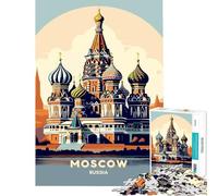 Puzzle Adulte 1000 pièces Cathédrale Saint-Basile Moscou Russie Puzzle 1000 pièces Décoration Murale pour s'amuser en Famille Cadeau d'anniversaire Unique (50x75cm)