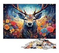 Puzzle Adulte 1000 pièces Cerf Arc en Ciel Fantastique Le Puzzle avec Affiche Assortie et fiche de Questions 1000 pièces (38 x 26 cm)