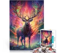Puzzle Adulte 1000 pièces Cerf avec des Fleurs Jouets addictifs pour Le défi de l'intelligence cérébrale décoration Murale 50x70cm