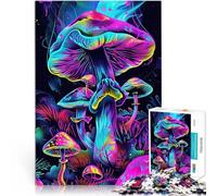 Puzzle Adulte 1000 pièces Champignons néon Aidez Le Cerveau à exercer des Jouets addictifs pour cultiver la Patience Jeu de défi Unique 38x26cm