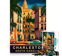 Puzzle Adulte 1000 pièces Charleston Caroline du Sud Découpe serrée Jeu de résolution de problèmes Amusant Loisirs et Divertissement Décoration d'anniversaire Cadeau (38x52cm)