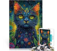 Puzzle Adulte 1000 pièces Chat avec des Fleurs Jouets addictifs pour Le défi de l'intelligence cérébrale Œuvre d'art 38x26cm