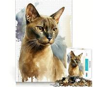 Puzzle Adulte 1000 pièces Chat Birman Aquarelle Jeu de précision,Jouet cérébral Intelligent,Divertissement pour Passer Le Temps,Cadeau d'anniversaire (38x26cm)