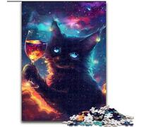 Puzzle Adulte 1000 pièces Chat Buveur en Bois, Jeu Familial interactif, Convient aux 14 Ans et Plus 50x75cm Un pour Noël ou Un Anniversaire
