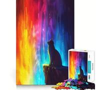 Puzzle Adulte 1000 pièces Chat dans Un Arc-en-Ciel Jeu de précision Jouet cérébral Intelligent pour Passer Le Temps Libre Cadeau d'anniversaire pour l'esprit (38x26cm)