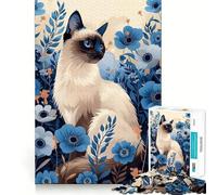 Puzzle Adulte 1000 pièces Chat dans Une mer de Fleurs Violettes Jeu de précision Jouet cérébral Intelligent pour Passer Le Temps Libre Cadeau d'anniversaire pour l'esprit (38x52cm)