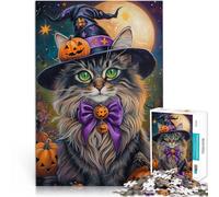 Puzzle Adulte 1000 pièces Chat d'halloween Jouets éducatifs et d'apprentissage Jeux familiaux décoration Murale 38x26cm