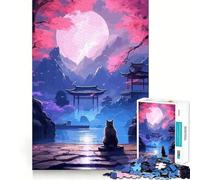 Puzzle Adulte 1000 pièces Chat Fleurs de Cerisier Jeu de précision Jouet cérébral Intelligent pour Passer Le Temps Libre Cadeau d'anniversaire pour stimuler l'esprit (50x75cm)