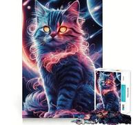 Puzzle Adulte 1000 pièces Chat Galaxie Premium Découpe Amusant et Logique Jeu Facile à Jouer Décoration Murale de Noël (38x52cm)