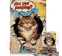Puzzle Adulte 1000 pièces Chat jaillissant d'une Page de Bande dessinée 38x52cm Stimule l'esprit, Calme et Distraction Idée Cadeau de Noël