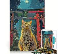 Puzzle Adulte 1000 pièces Chat Japon Jeu de précision Jouet cérébral Intelligent pour Passer Le Temps Libre Cadeau d'anniversaire pour stimuler l'esprit (50x75cm)