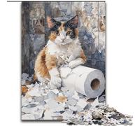 Puzzle Adulte 1000 pièces Chat Jouant avec du Papier Toilette, Jouet de Divertissement Familial idéal comme Cadeau pour Toute la Famille à partir de 14 Ans (Taille 50x75cm)