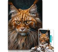 Puzzle Adulte 1000 pièces Chat Maine Coon, Puzzle Adolescent, pour Un Moment de détente à la Maison avec pièces de Formes aléatoires entièrement emboîtables (Taille 38x26cm)