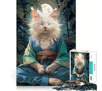 Puzzle Adulte 1000 pièces Chat Moine Méditation Mystique Jeu de Précision,Jouet Cérébral Intelligent,Jeu de Temps Libre,Cadeau d'anniversaire pour l'esprit (38x52cm)
