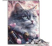 Puzzle Adulte 1000 pièces Chat Ninja Japonais Puzzle Adulte 1000 pièces avec Jeu interactif Familial, pour Les 14 Ans et Plus (Taille 26x38cm)
