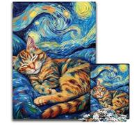 Puzzle Adulte 1000 pièces Chat Noir Dormant dans Le Ciel Nocturne Puzzle en Carton Casse-tête, Anniversaire et Cadeaux Uniques pour Les 14 Ans et Plus 26x38cm