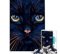 Puzzle Adulte 1000 pièces Chat Noir en Gros Plan Difficile et Stimulant Cadeau pour Femmes Jouet décoration Murale à partir de 14 Ans (38x26cm)