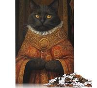 Puzzle Adulte 1000 pièces Chat Noir en Tenue Royale Interagissant avec Les Membres de la Famille 1000 pièces (75 x 50 cm)