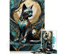 Puzzle Adulte 1000 pièces Chat Noir Kintsugi Bords Nets,Jeu d'exercice Mental,Divertissement Facile,Décoration Artistique de Noël (38x52cm)