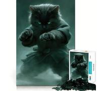Puzzle Adulte 1000 pièces Chat Noir Ninja,découpe Nette,Jeu de Concentration Amusant,Moment de détente,Cadeau de Noël Amusant (50x75cm)