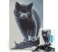 Puzzle Adulte 1000 pièces Chat Noir Vintage,Jeu aux Bords Nets,Jouet de Construction et de Concentration,Divertissement Relaxant,Cadeau de Noël (50x75cm)