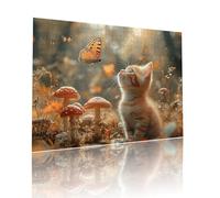 Puzzle Adulte 1000 pièces Chat Papillon Puzzles Classiques pour Adultes et Enfants à Partir de 6 Ans éducatif Jouets, Qualité Supérieure Mystery Jeu Éducatif Challenge Toy, pour Cadeaux 50x75cm t-686