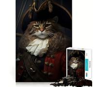 Puzzle Adulte 1000 pièces Chat Pirate avec Chapeau Décoration idéale Casse-tête Cadeau Loisirs et Divertissement pour Les Moments de détente Cadeau d'anniversaire (38x52cm)