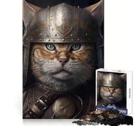 Puzzle Adulte 1000 pièces Chat Viking Casqué Exercice Cognitif Détente Facile Bords sans Arêtes Cadeau de Fêtes (50x75cm)