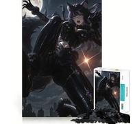 Puzzle Adulte 1000 pièces Chatte Noire dans Un Paysage Urbain Illustration aux détails précis,Jeu de Concentration Amusant,Moment de détente,Cadeau de Noël Original (38x26cm)
