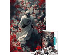 Puzzle Adulte 1000 pièces Chemin de samouraï au Milieu de Fleurs Rouges Jeu Impossible Apprentissage Jouets éducatifs Cadeaux de Noël Secret pour s'amuser en Famille (Dimensions 38x26cm)