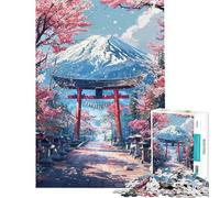 Puzzle Adulte 1000 pièces Chemin sacré des cerisiers en Fleurs vers Le Mont Fuji Puzzle Manuel Défi Difficile Offre spéciale comme Cadeau pour Toute la Famille (Taille 38x26cm)