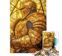 Puzzle Adulte 1000 pièces Chevalier d'or Style vitrail Jeu Manuel Défi Difficile Idéal comme Cadeau pour Toute la Famille (Taille 38x26cm)