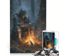Puzzle Adulte 1000 pièces Chevalier se reposant Autour d'un feu de Camp Jouet à Monter soi-même Interaction Parent-Enfant Cadeau Original d'anniversaire ou de Noël 38x26cm