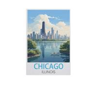 Puzzle Adulte 1000 Pièces，Chicago Illinois，Bricolage sur Dessin Cadeau Unique sur Le Mur（38x26cm）-FU83