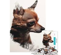 Puzzle Adulte 1000 pièces Chien avec décor de forêt Activités Amusantes à la Maison défi Difficile Jouet de décoration pour Les 14 Ans et Plus (50x75cm)