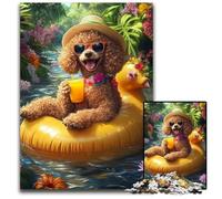 Puzzle Adulte 1000 pièces Chien Caniche Nageur Puzzles en Carton Jeux Jouets Cadeau, Anniversaire Unique et Cadeaux pour 14 Ans et Plus 26x38cm