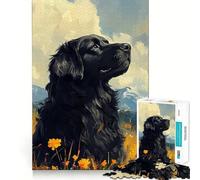 Puzzle Adulte 1000 pièces Chien Noir dans Une Prairie de Montagne Jeu de Peinture aux Bords Nets,Jouet de Construction et de Concentration,Divertissement Relaxant,Cadeau de Noël (38x26cm)