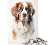Puzzle Adulte 1000 pièces Chien Saint-Bernard Interagissant avec Les Membres de la Famille 1000 pièces (38 x 26 cm)