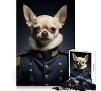 Puzzle Adulte 1000 pièces Chihuahua Officier Militaire Bord sans Couture Jeu de résolution de problèmes Jouet Divertissement Scène de Noël (38x52cm)