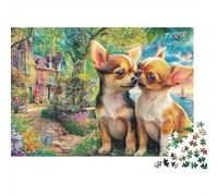Puzzle Adulte 1000 Pièces, Chihuahuas au Jardin, Adorables Chiens dans Une Cabane Fantastique, Défi Difficile Premium Épais Robustes, Antistress Jeu Famille 70x50cm