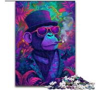 Puzzle Adulte 1000 pièces Chimpanzé Fumeur, Jeu créatif et décoration d'intérieur, Cadeau de Noël idéal pour Les Adolescents 50x75cm