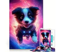 Puzzle Adulte 1000 pièces Chiot Astronaute dans l'espace,découpe Premium,Jeu de Concentration Amusant,Cadeau de Noël idéal pour se détendre (38x26cm)