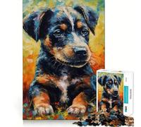 Puzzle Adulte 1000 pièces Chiot Berger Australien Découpe précise Art Activité cérébrale Amusante et relaxante Jeu Décoration de Noël pour la Maison (38x52cm)