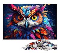 Puzzle Adulte 1000 pièces Chouette colorée et Bizarre Le Puzzle avec Affiche et fiche de Questions réponses Assorties 1000 pièces (75 x 50 cm)