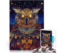Puzzle Adulte 1000 pièces Chouette colorée Fait de Bois pour Les 14 Ans et Plus Jouets Jeux Éducatifs Anti-Stress Don d'œuvres d'art。Taille：50x75cm/19.68x29.52pouce