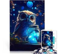 Puzzle Adulte 1000 pièces Chouette Mignonne et Lumineuse Jeu Familial Anti-Stress Défi Difficile décoration Murale 52x38cm