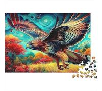 Puzzle Adulte 1000 Pièces, Ciel d'aigle, Aigle, Ciel Étoilé, Arbres d'automne, Premium Épais Robustes, Défi Difficile Antistress Cadeau Famille 70x50cm