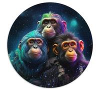 Puzzle Adulte 1000 pièces Ciel étoilé Gorille Puzzle Rond 1000 pièces Idéal pour décorer et stimuler Le Cerveau (67,5x67,5cm)