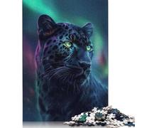 Puzzle adulte 1000 pièces Classique léopard noir cosmique Puzzle en papier Puzzle relaxant Jeu de puzzle Casse-tête 38x26 cm/1000 pièces