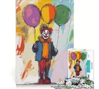 Puzzle Adulte 1000 pièces Clown avec Trois Ballons, Jeu éducatif, Stimulant à compléter, Cadeau d'anniversaire Unique 38x26cm
